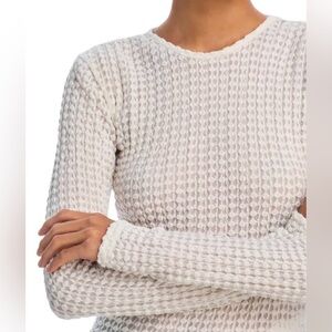 Nally & Millie “Popcorn Top” White Short Sleeve Crewneck Sweater Cool & Trendy